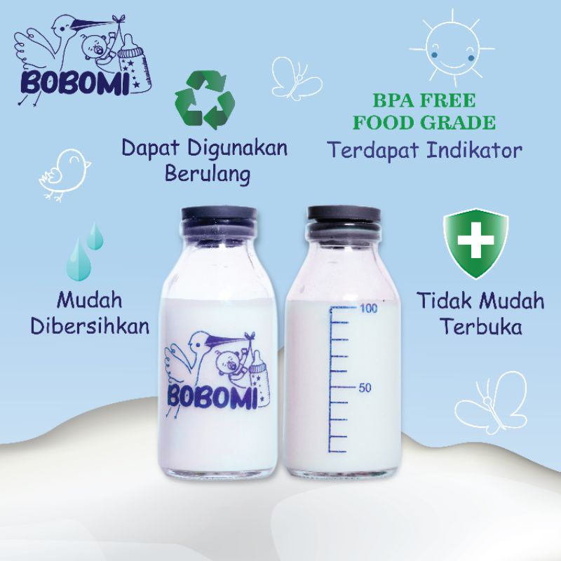 BOTOL ASI KACA BOBOMI 100ML 1 BOX ISI 10 PCS FREE BUBLE WRAp