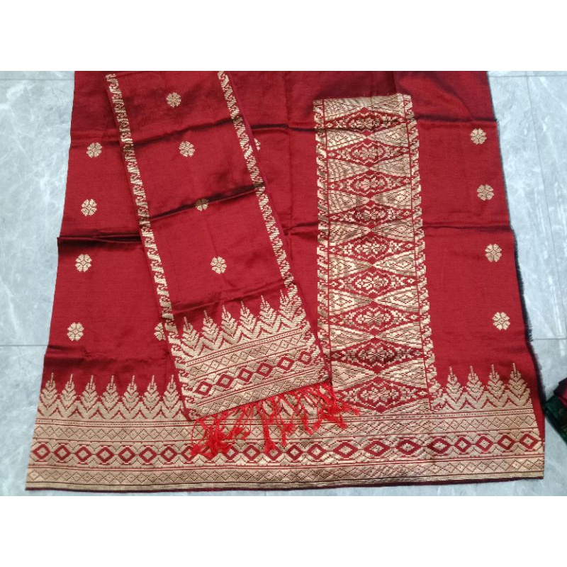 songket silungkang warna maroon gold