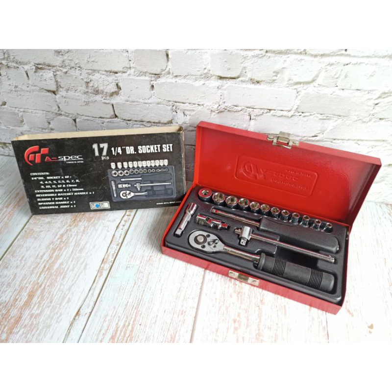 GT A-SPEC JAPAN 1/4&quot; 17 PCS Mata Sock Kunci Soket Sok Set