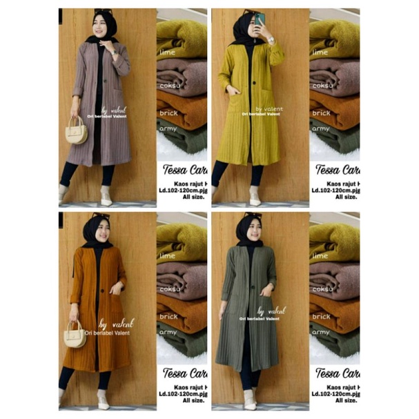 Kardigan Rajut Knit Import Tebal Lengan Panjang Wanita Tessa Cardi #4 by Valent Hijab Fashion Solo-0