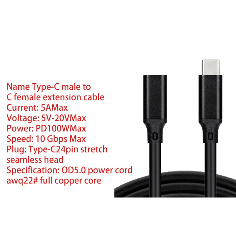 VIVI   100W PD 5A USB3.1 Type-C Extension Cable 4K 60Hz USB-C Gen 2 10Gbps Extender Cord For Macbook Nintend Switch SAM SUNG Laptop