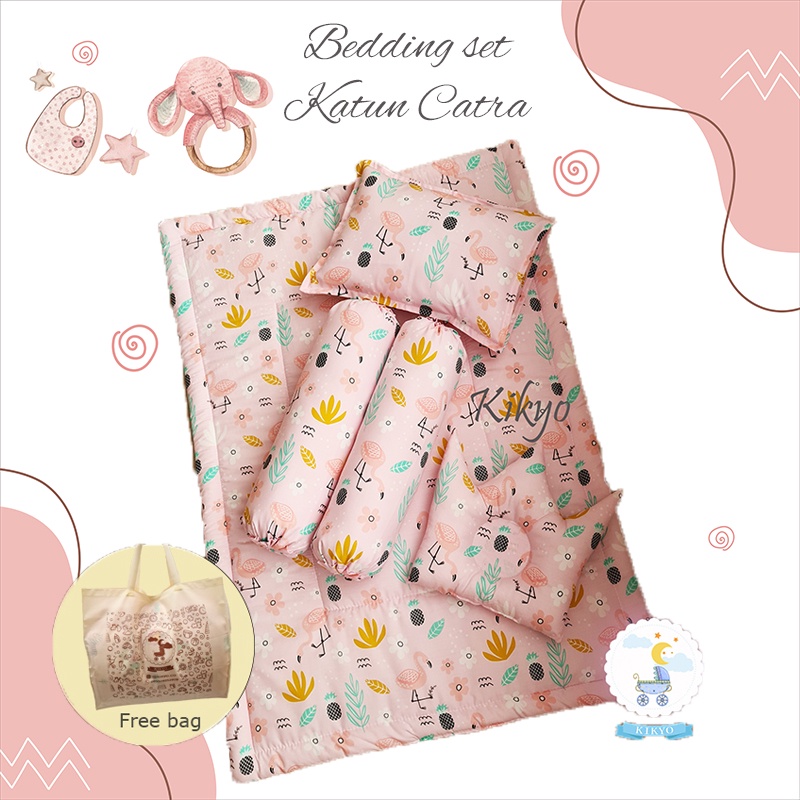 Bedding set baby flamingo tropical / baby bedding / selimut bayi / bedding set bayi