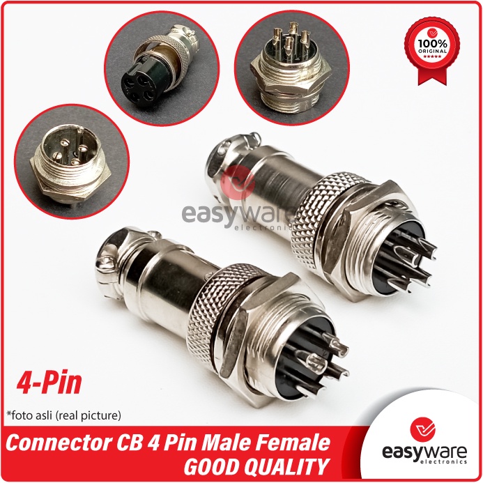 Set Aviation Plug Socket 16mm GX16 4 Pin Connector CB 4 Pin Male Female