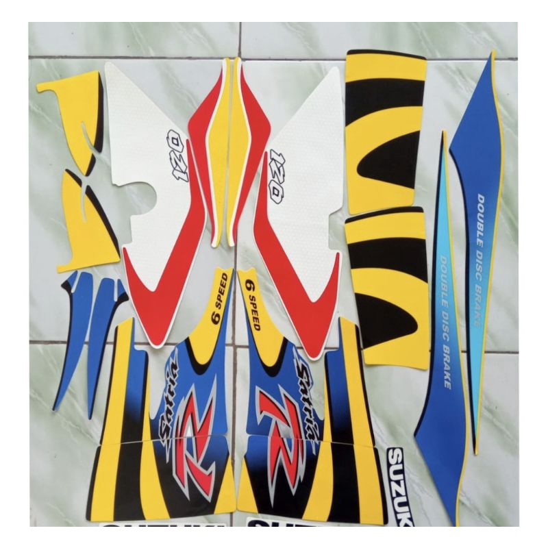 striping satria lumba kuning biru