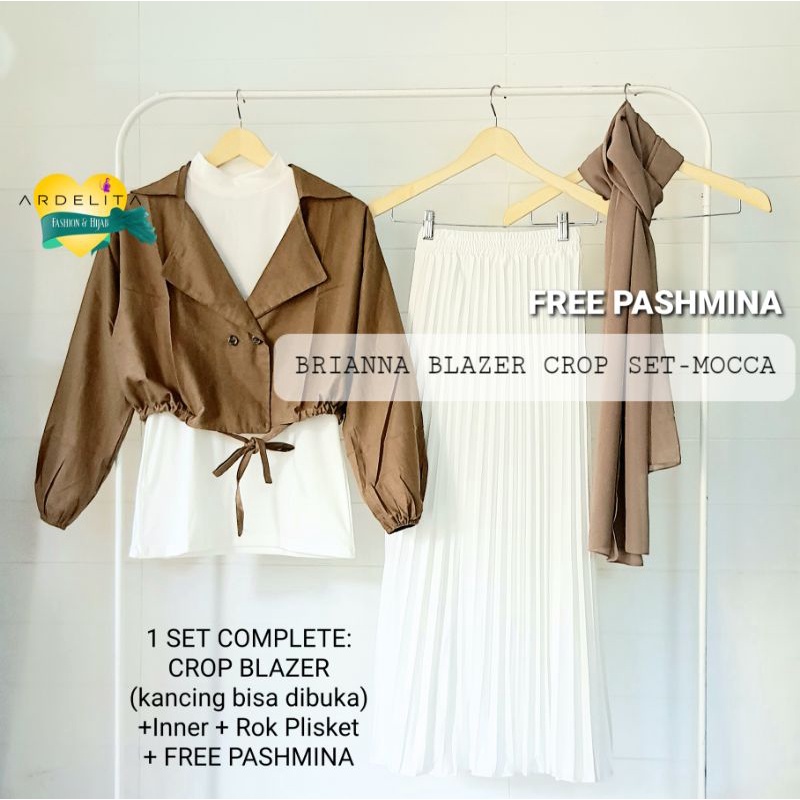 $FREE PASHMINA$ BRIANNA  SET  HEMAT  LENGKAP/PAKET  OOTD HIJAB BAJU KOREAN STYLE BLAZER