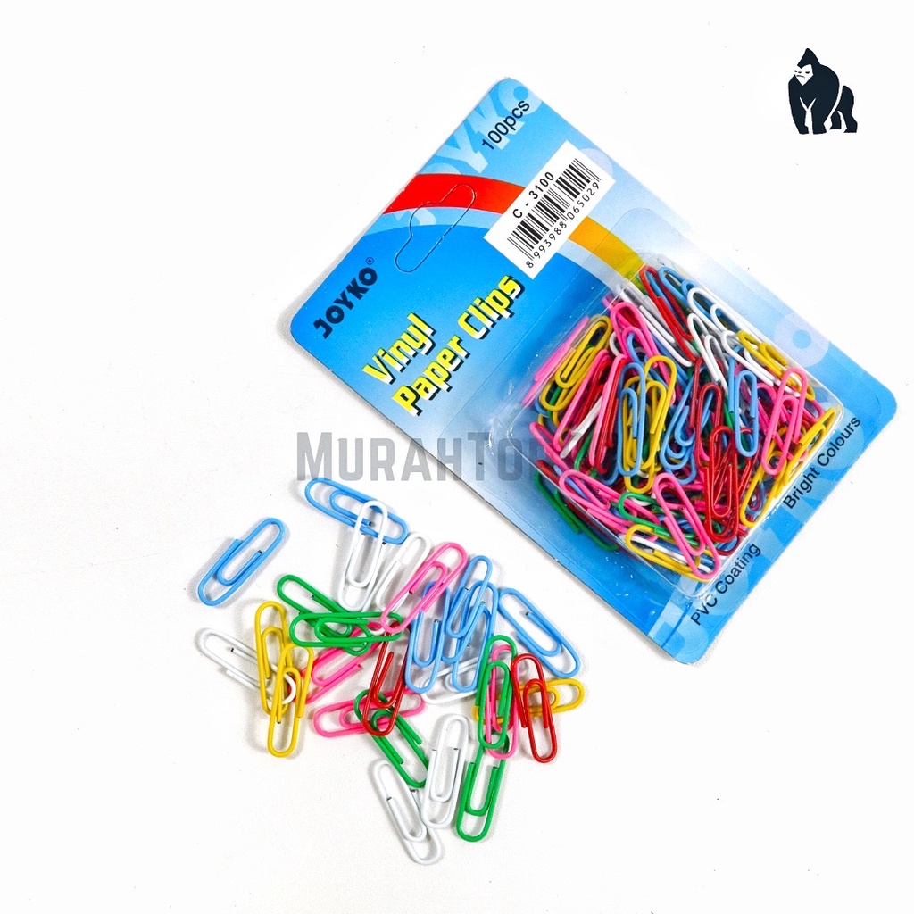 

Paper Clip Vinyl Joyko C-3100 / Klip Penjepit Kertas Warna Warni [1 SET isi 100 PCS]