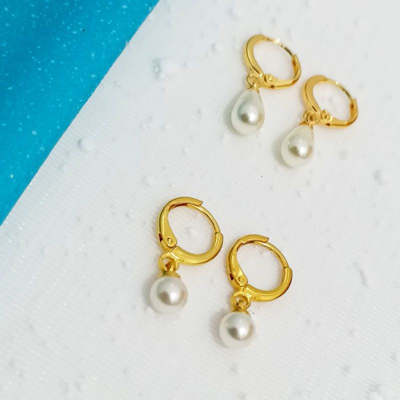 Anting Jurai Anting Jepit Mutiara Titanium Wanita Lapis Emas 24k Anting Xuping Wanita