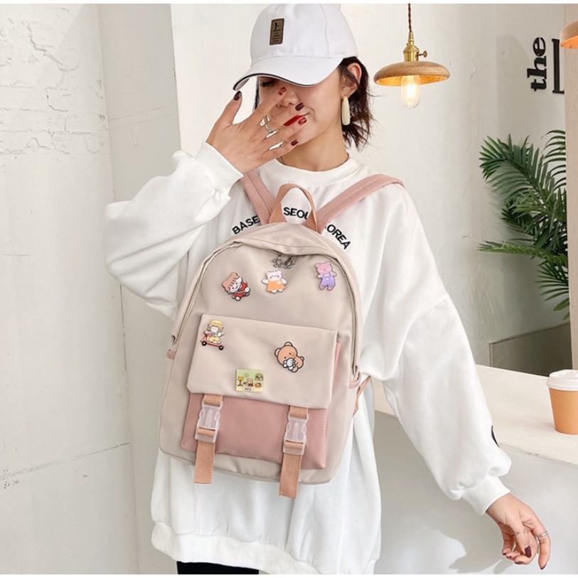 TFT AX200313 92977 AX977 T49 R6818 (1 KG MUAT 3) Tas Ransel Wanita Nylon Nilon import terbaru Ready Warna pink cantik lucu