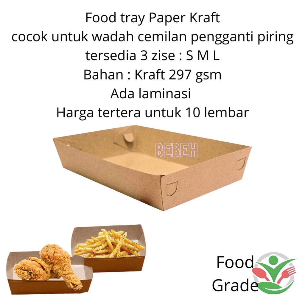 (ISI 10 LBR) FOOD TRAY PAPER KRAFT COKLAT/TRAY PAPER/DUS TATAKAN TEMPAT KENTANG GORENG SNACK CEMILAN