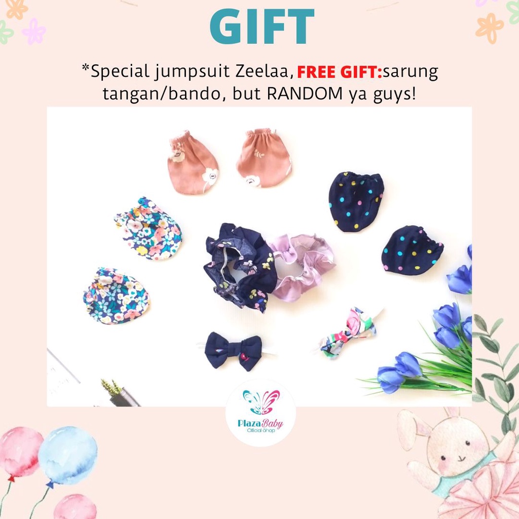 PROMO 7.7 plazababyku  JUMPSUIT ZEELAA setelan anak perempuan jumper bayi motif bunga lucu free sarung kaki PART2 BUBIBEE