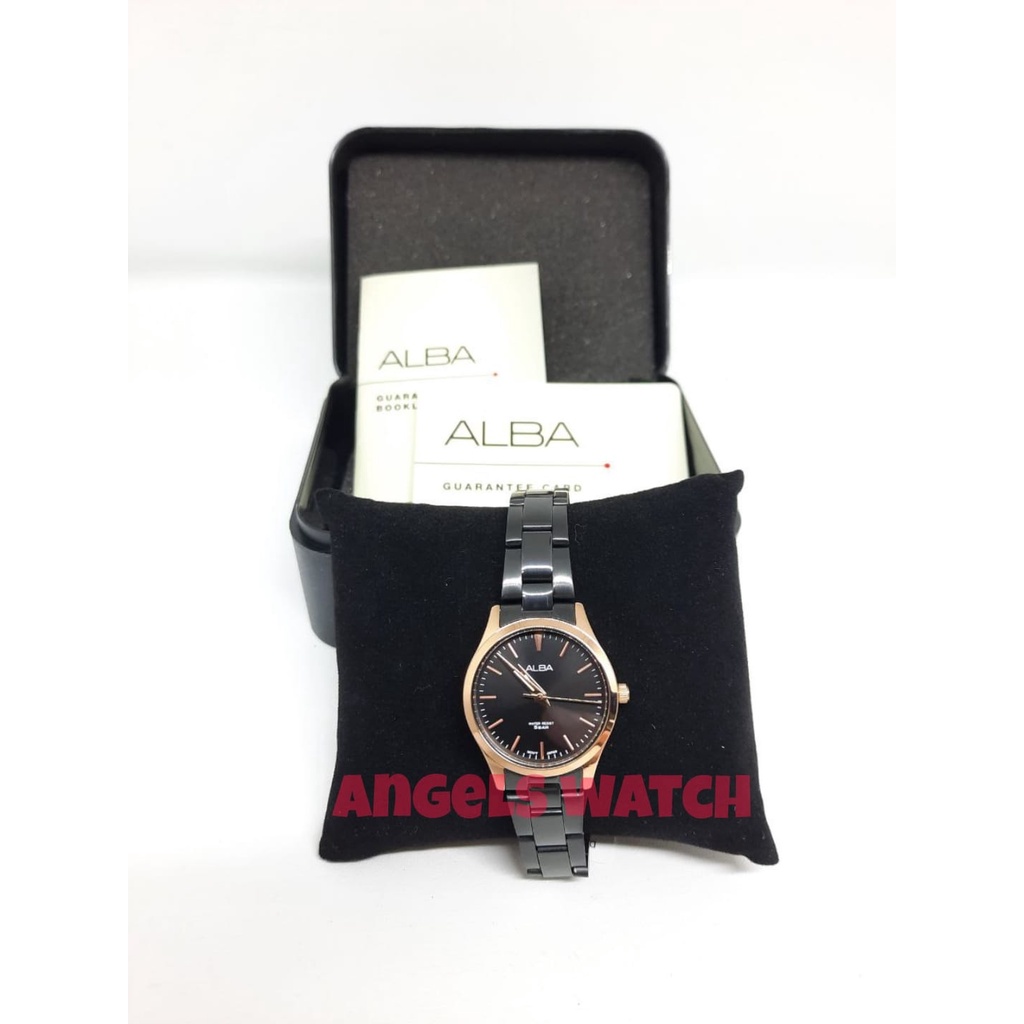 angelswatch Jam Tangan Wanita Alba Quartz Stainless Steel Black ARSZ10 Original garansi 1 tahun resmi