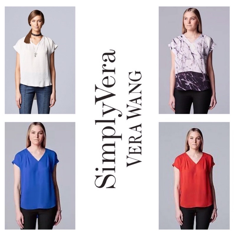 SIMPLY VERA WANG v neck blouse