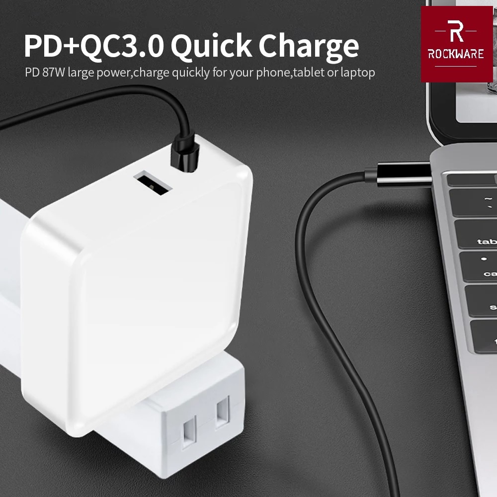 ROCKWARE WLX-I9 87W - Charger 2 Port USB-A dan USB-C - PD dan QC 3.0