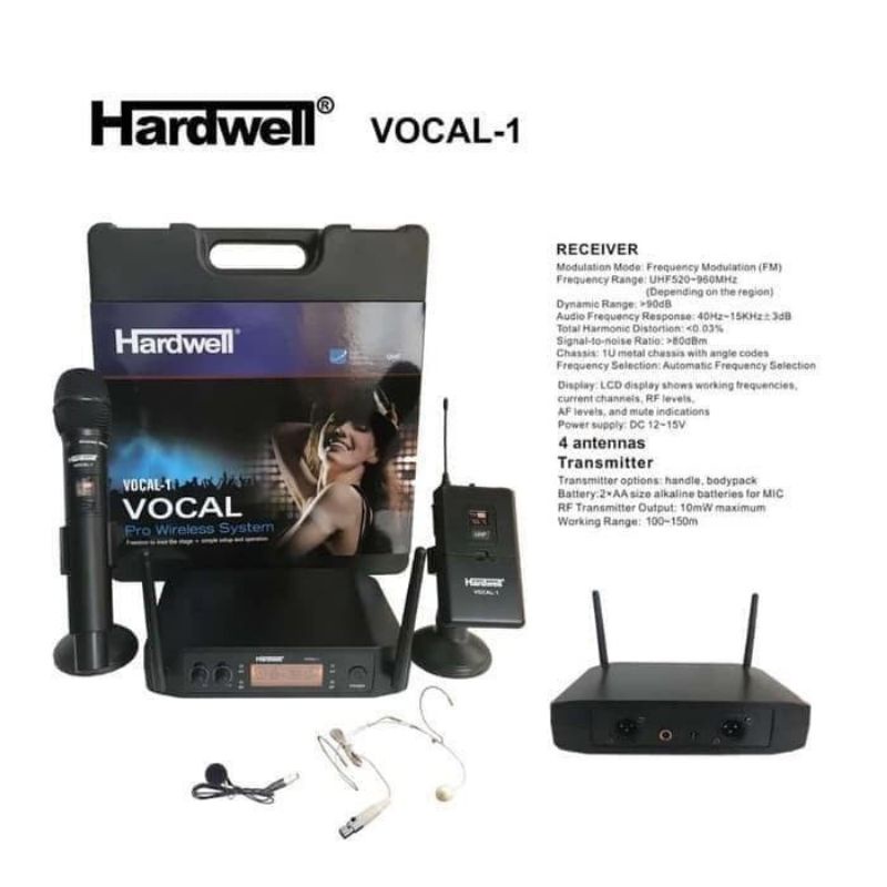 Mic Wireless Handle Clip On Headset Hardwell Vocal1 Vocal 1 UHF ORIGINAL TERBAIK