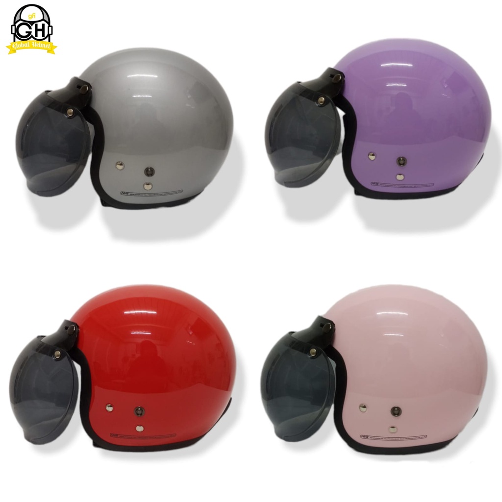 HELM BOGO CGS RETRO DEWASA PRIA WANITA COWOK CEWEK FREE KACA SNI