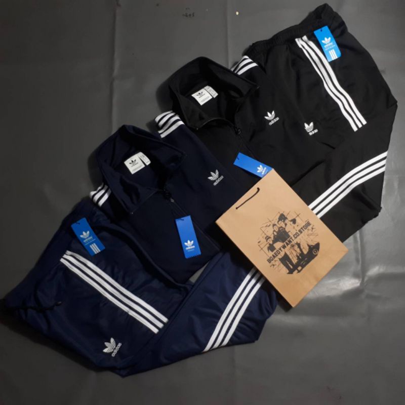 Jaket Tracktop Adidas Firebird & Track Pants Adidas Logo Bordir Full teg