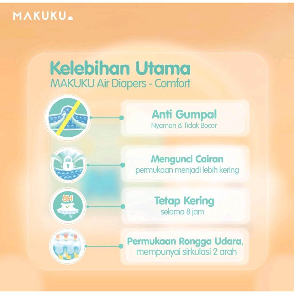 MAKUKU AIR DIAPERS COMFORT+ / POPOK BAYI ANTI GUMPAL/ POPOK SEKALI PAKAI