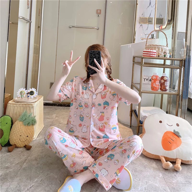 Baju Tidur wanita Piyama import Pakaian tidur celana panjang pajamas sleepwear piama wanita-3