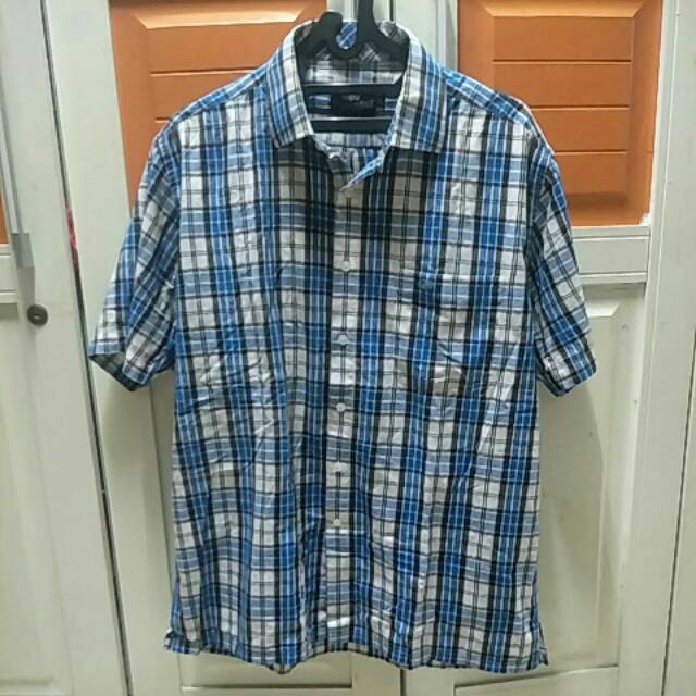 preloved baju kemeja tangan pendek Crocodile asli original size L kotak kotak