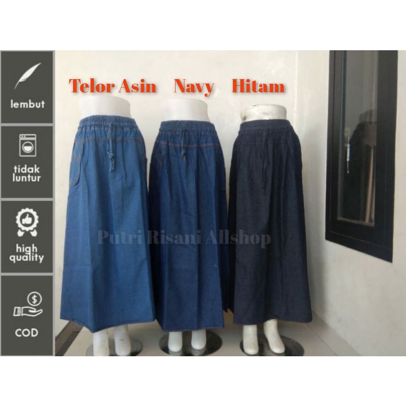 Rok Panjang Wanita Model A Bahan Soft Jeans (BB ± 40-65 kg / All Size Dewasa)-6