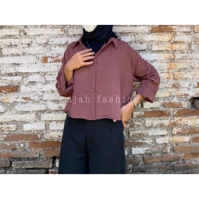 KEMEJA CROP CRINKLE | KEMEJA CRINKLE | KEMEJA CROP WANITA