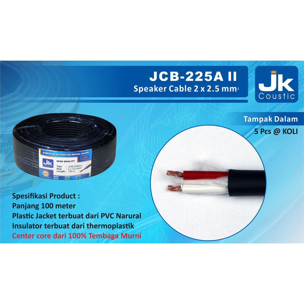 Kabel Speaker 2x2.5mm Jk coustic JCB-225A II 1 Roll