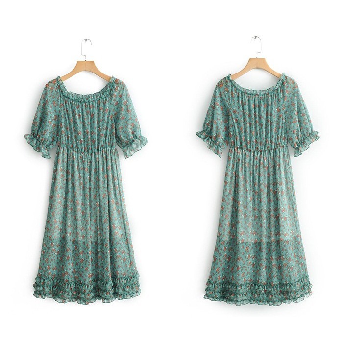 [baju wanita korea]  Long Dress Midi Srina Pesta Pantai Wanita Korea Import