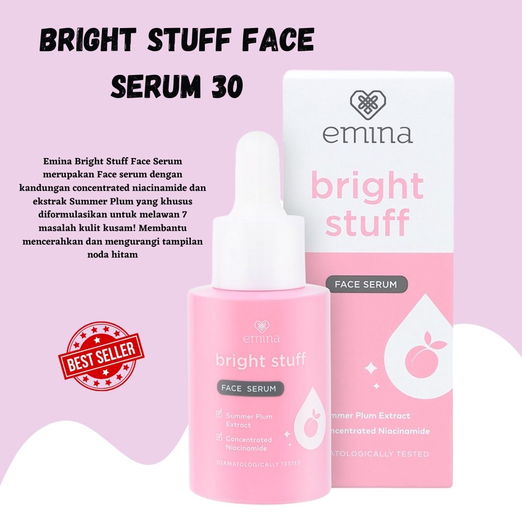 PROMO!! Bright Stuff Face Serum 30 / 7.5 ML Emina / Melindungi kulit dari polusi debu dan kotoran