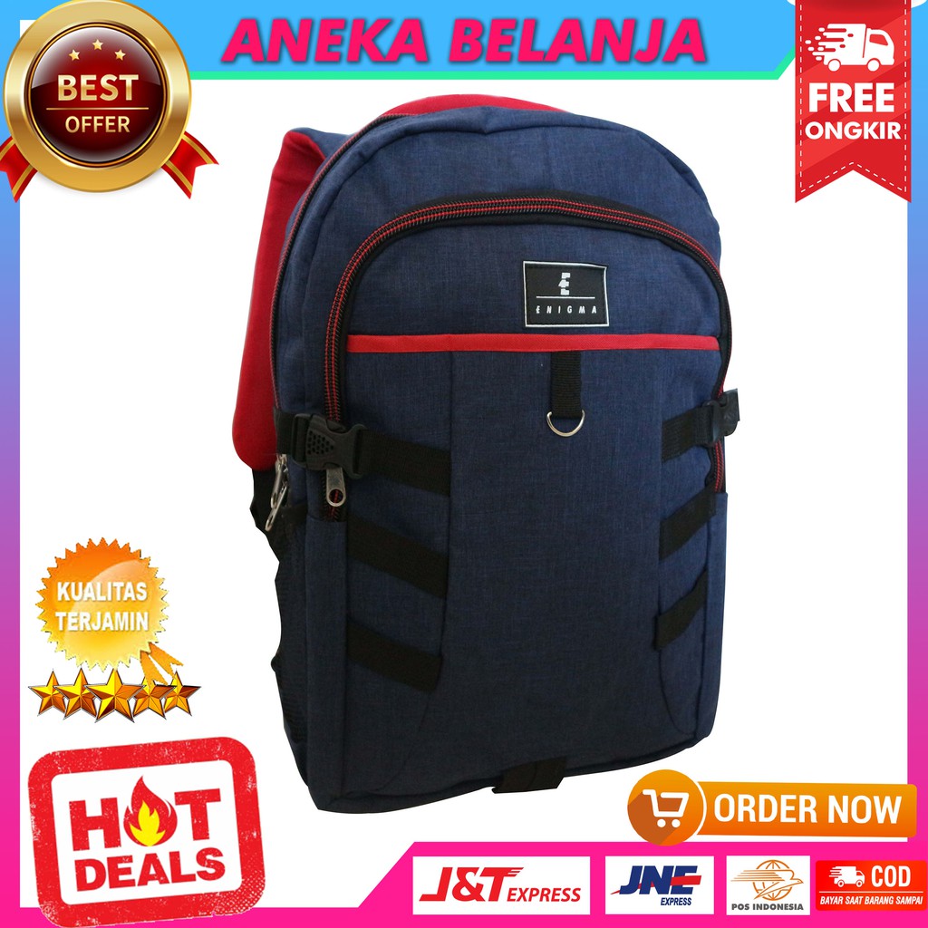 Backpack Casual Fashionable Khusus Pria Model Enigma Bisban Navy Keren Multifungsi Berkualitas Murah