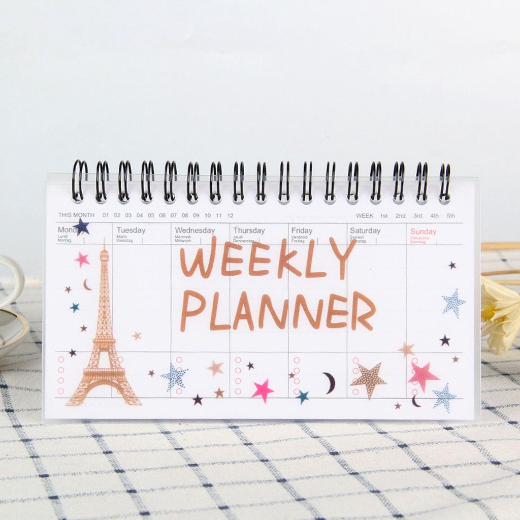 Top Weekly Planning Diary Portable Coil Notebook Up-turning Tearable