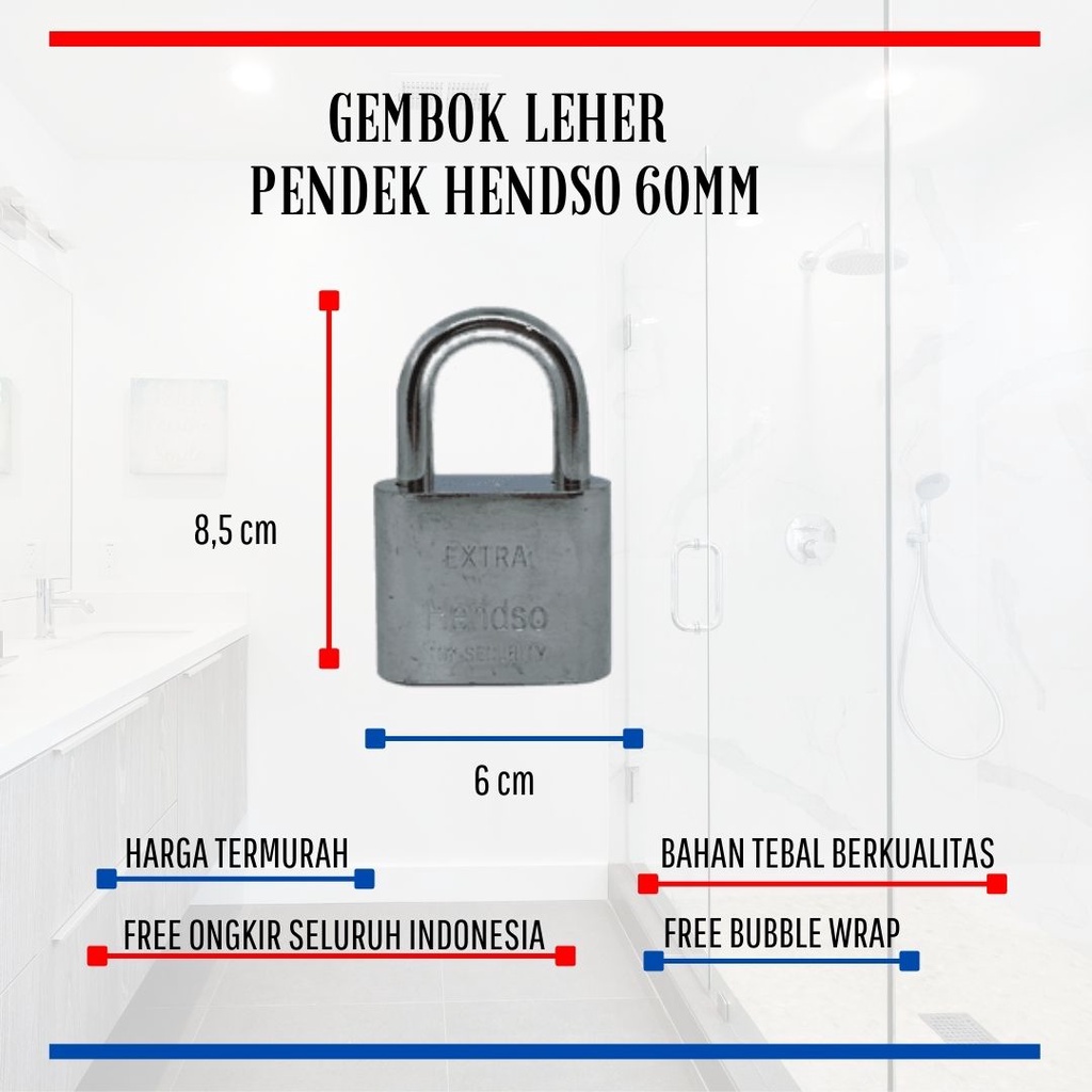 Gembok Putih Leher Panjang / Pendek 60mm Crome