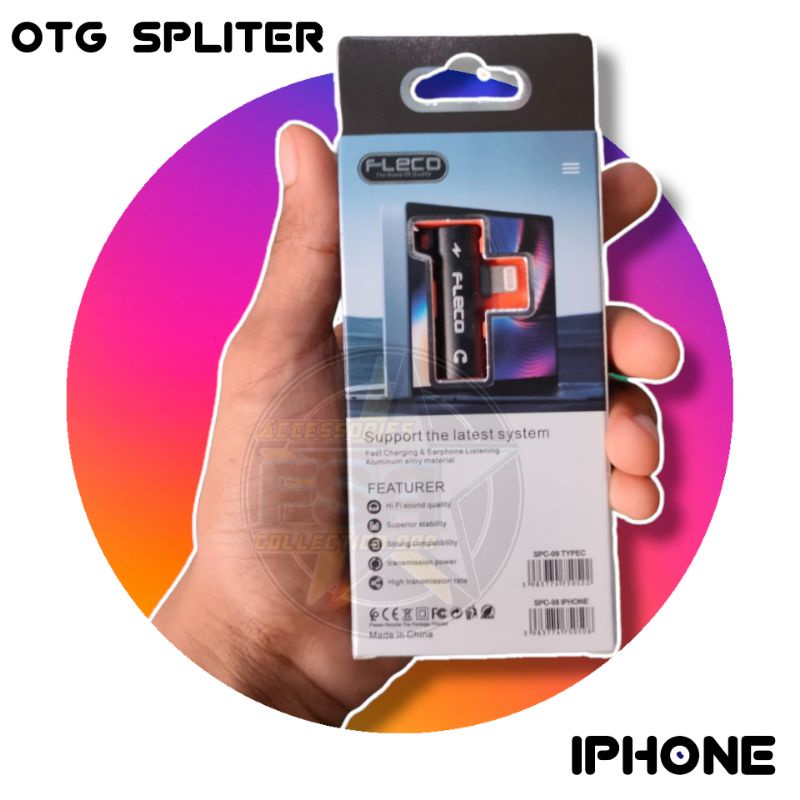 [FLECO] OTG SPLITER iPhone 2in1 Otg Converter iPhone Sambungan Headset + Charger iPhone 6+ 7+ 8+ X XR XS 11 12 13 PROMAX