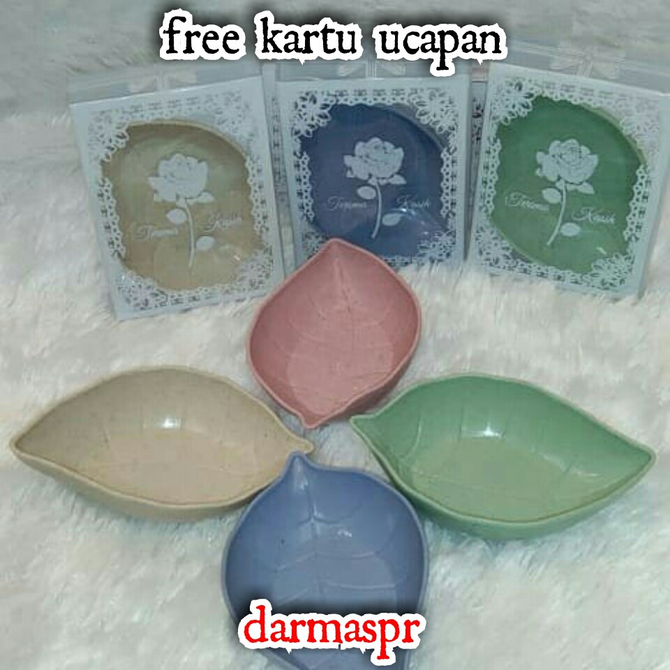 Mangkok Daun Import kemas Mika FREE KARTU UCAPAN