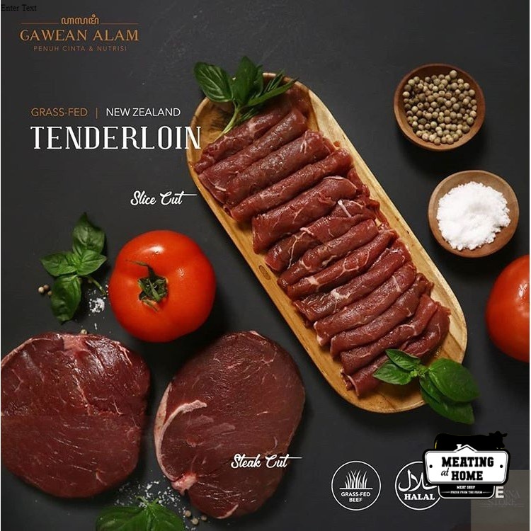 

NZ Grass-fed TENDERLOIN - Daging Sapi TENDERLOIN - Slice Cut (250 gram)