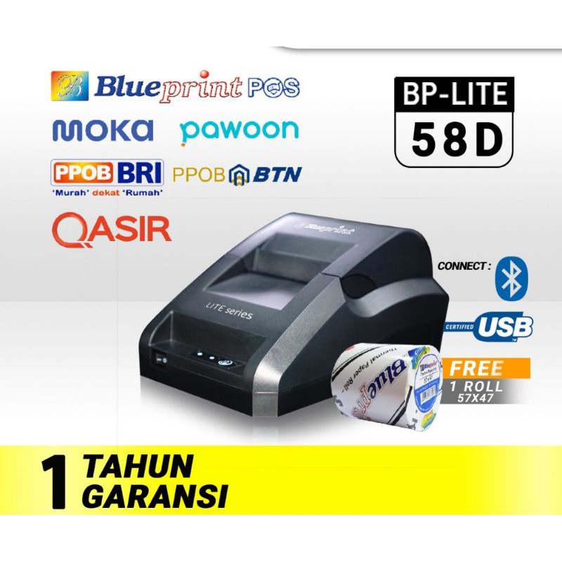 Printer kasir bluetooth thermal blueprint post bp lite 58d / eco 58d original ( USB + BT + RJ11 ) garansi resmi 1tahun