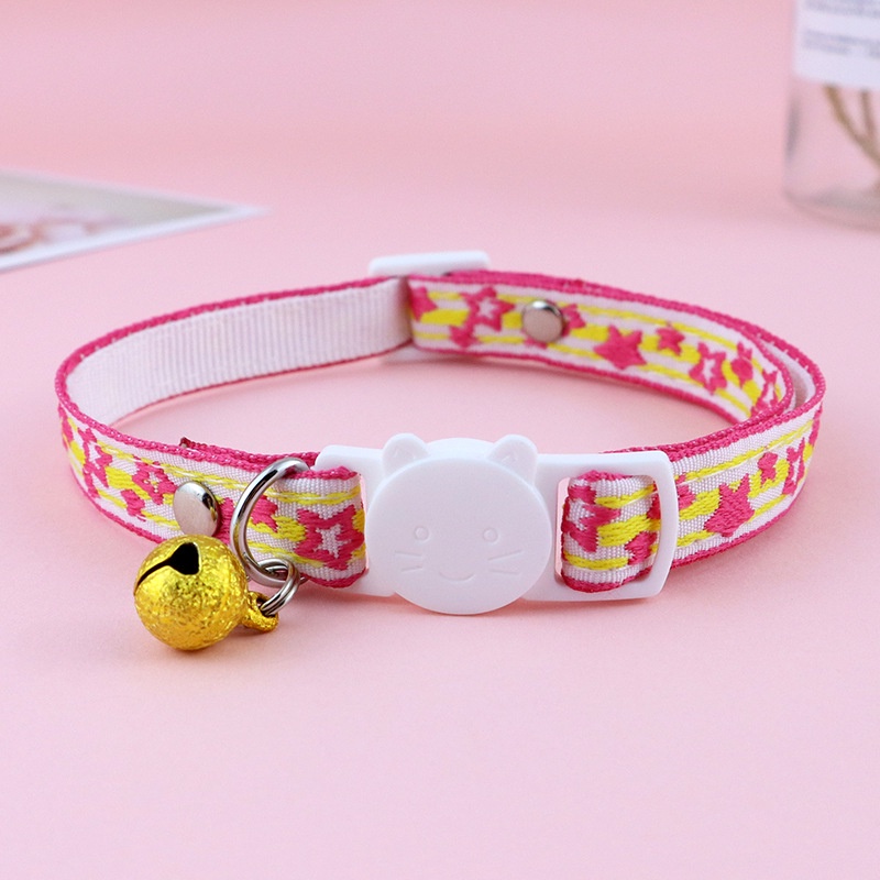 Kalung Bordir jacquard adjustable Dengan Lonceng Untuk Anjing / Kucing