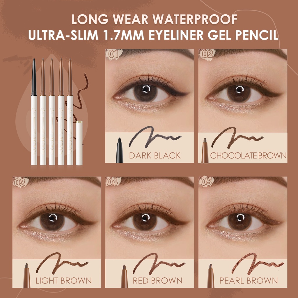 FOCALLURE #ConfidenceHalo Tahan air Waterproof Eyeliner Gel pencil-Make up Mata