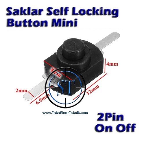 BA-121C Switch Senter Mini 12x8mm 2 Kaki Saklar Senter Kecil Push On Off SelF Locking Mengunci Power Tombol tekan