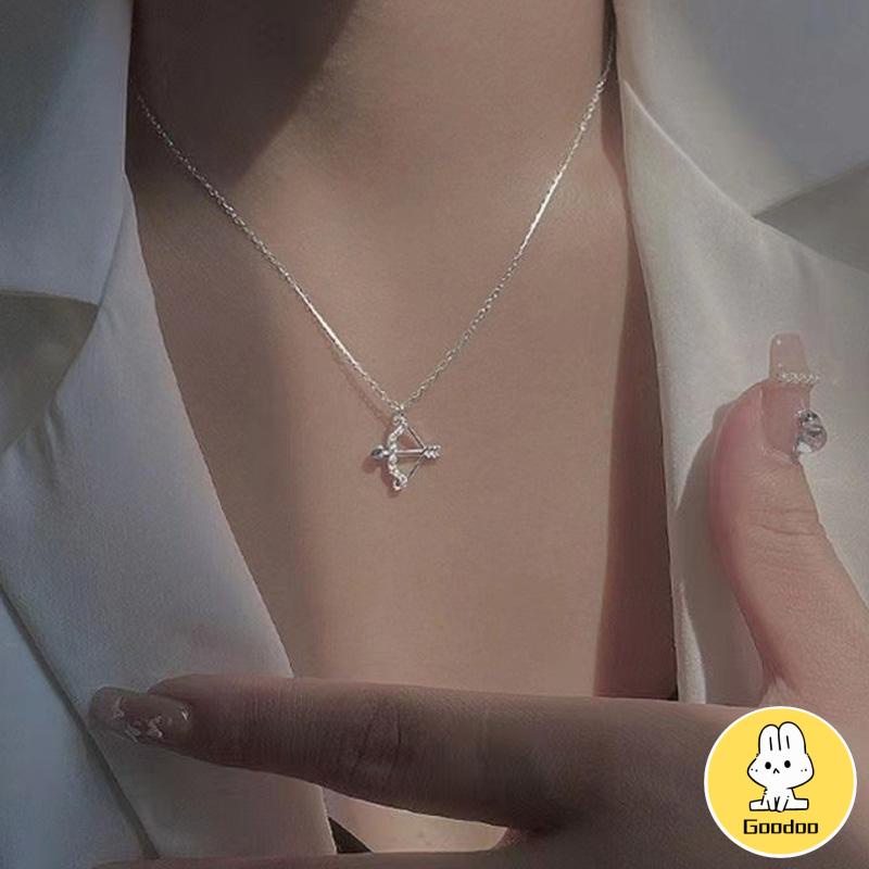 Eros Cupid's Arrow Flash Berlian Klavikula Rantai Liontin Temperamen Cahaya Mewah Busur Panah Kalung -Doo