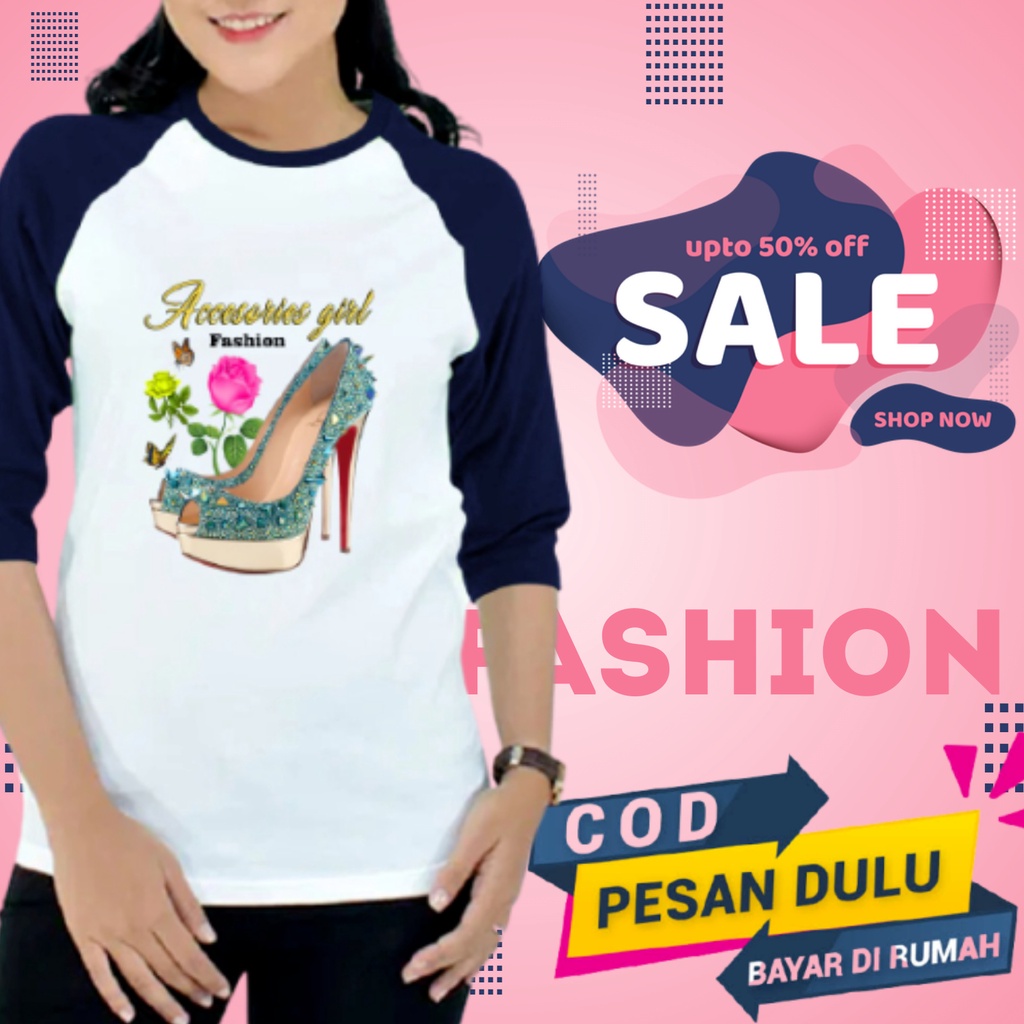Baju Kaos Raglan Cewek Cowok 7/8 Baju Atasan Jangkis Raglan Distro Tshirt Pria Wanita Jangkis Jumbo