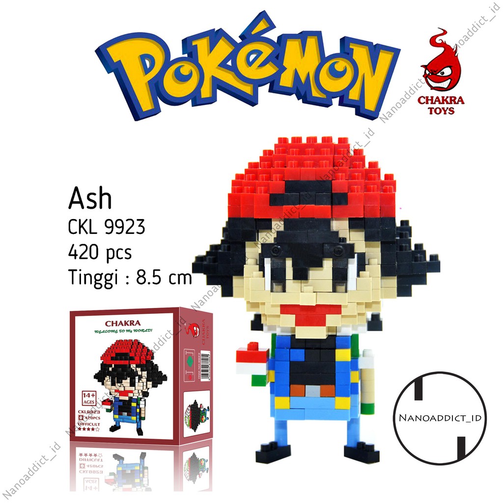 Chakra Pokemon Karakter Ash CKL 9923 - Loz Nanoblock Bricks Nano Blocks
