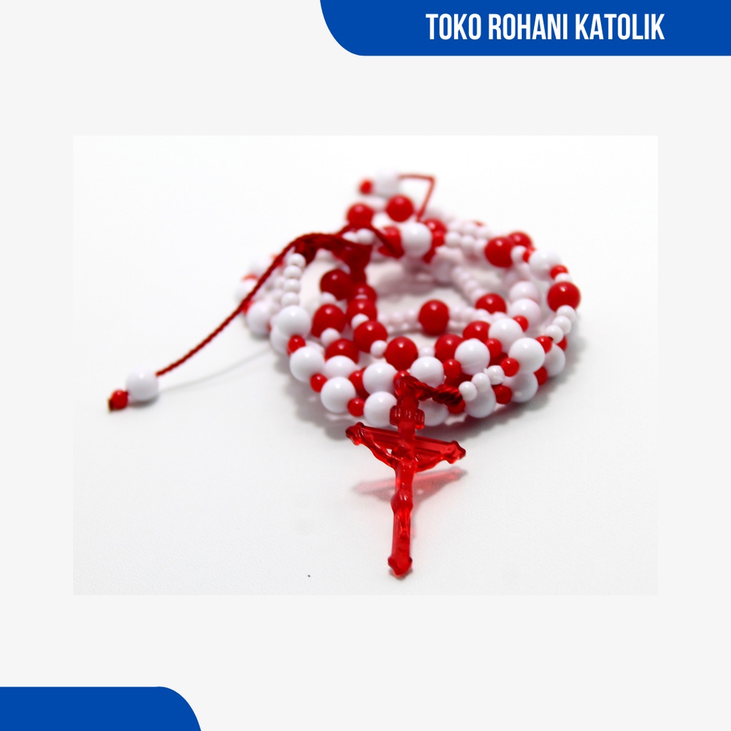 KALUNG ROSARIO MERAH PUTIH (4 MM) / ROSARIO KALUNG / KONTAS / ROSARIO KATOLIK