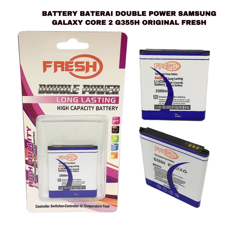 BATTERY BATERAI DOUBLE POWER SAMSUNG CORE 2 G355H ORIGINAL FRESH