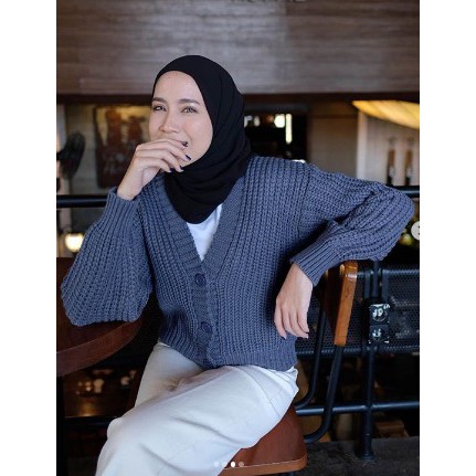 PROMO- Nakara Cardy Bahan Rajut Premium / Cardigan Oversize / Cardi Rajut / Cardigan Crop Wanita-Denim