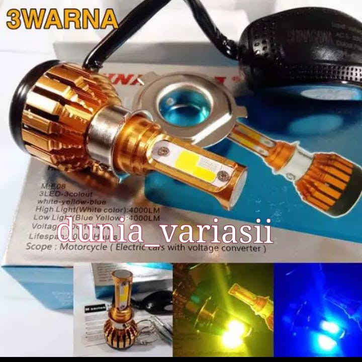 Lampu led 3sisi 3warna shinagawa - Lampu led motor H6 H4 kipas 3WARNA