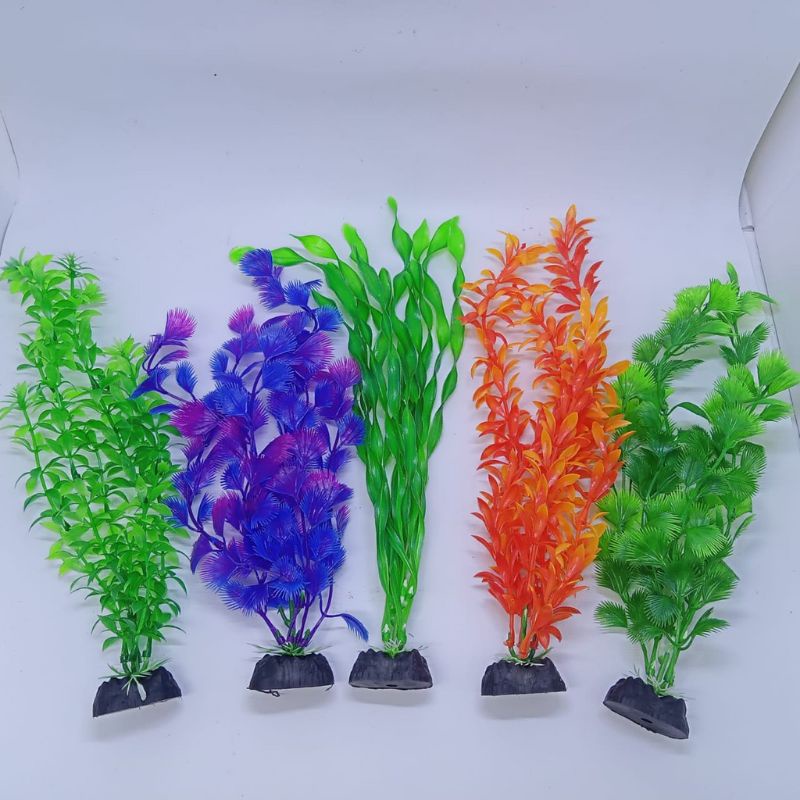 Tanaman Plastik Import sintetis 30cm Hiasan Dekorasi Aquarium Aquascape Bunga Plastik