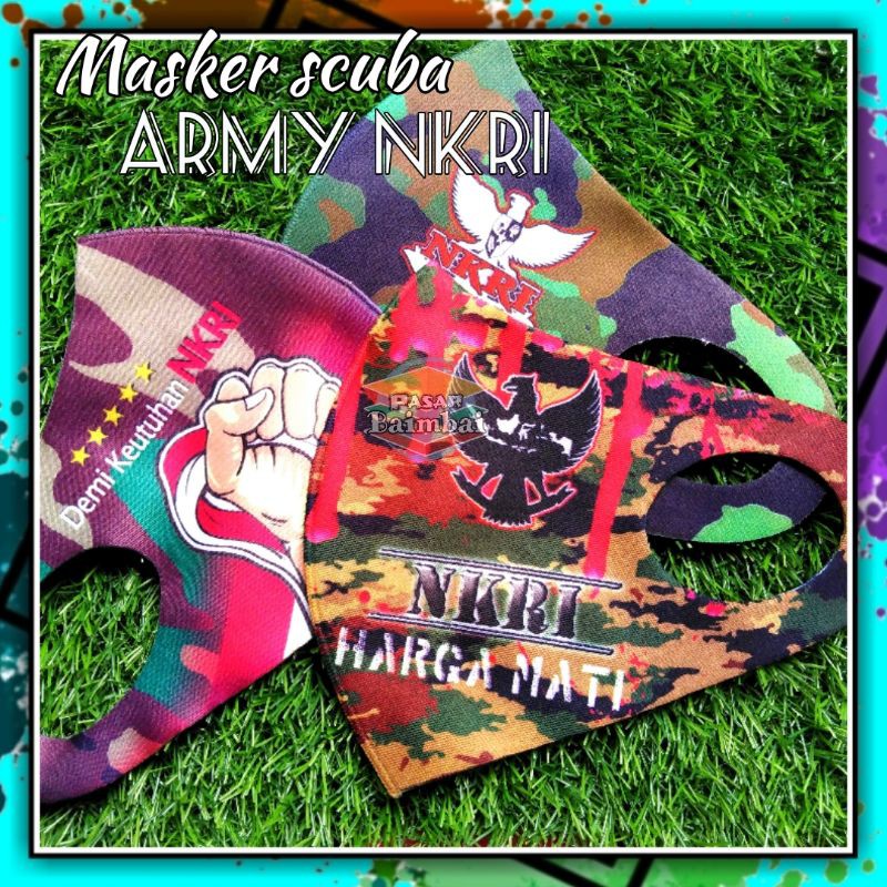 MASKER SCUBA DEWASA MASKER KAIN SCUBA MOTIF ARMY NKRI MASKER PELINDUNG WAJAH MASKER KAIN BANJARMASIN