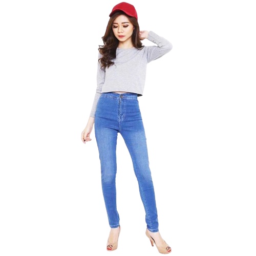 Bess - Celana Jeans HIGH WAIST / HW Jeans Pants Wanita Original - LIGHT BLUE