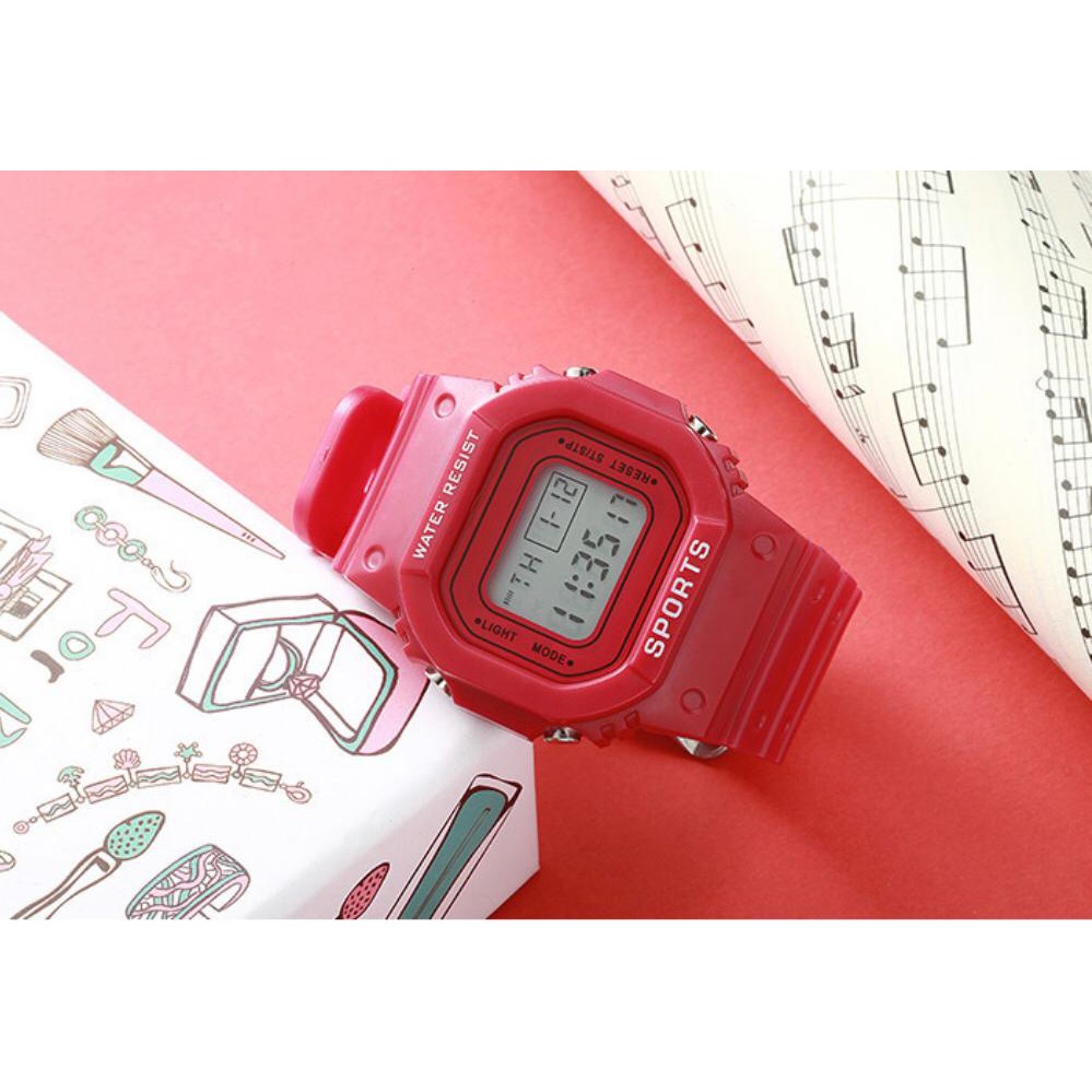 OSM JKT J5041 Jam Tangan Wanita Student Waterproof Digital Watch / Jam Fashion Korea Style Digital-Merah