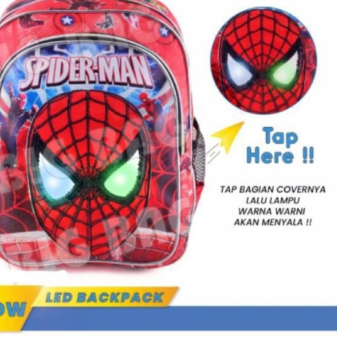 COD  9.9 tas spiderman tk paud tas spiderman led mata nyala [KODE 546]